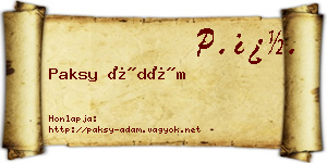 Paksy Ádám névjegykártya