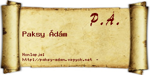 Paksy Ádám névjegykártya
